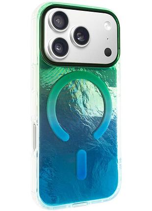 Яскравий чохол shiny mountain (блискуча гора) для apple айфон 17 про з технологією magfit green / blue