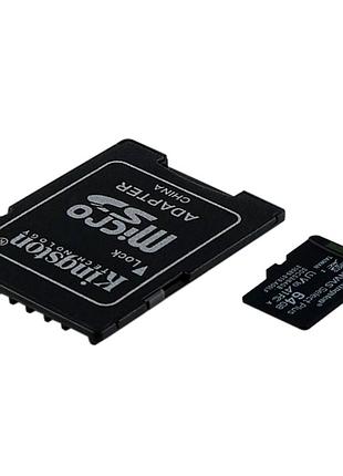 Карта пам'яті microsdxc (uhs-1) kingston canvas select plus gen3 64gb class 10 а1 (r-100mb/s) з адаптером black