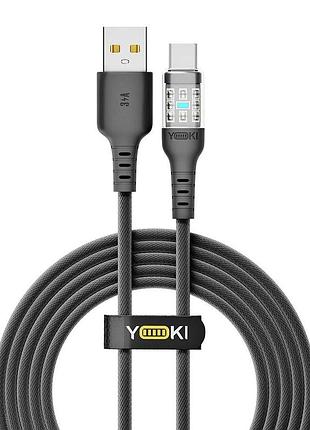 Кабель для заряджання та обміну даними usb yoki yk-cy23 cyber series usb/type c 60w 3a/20v 2 m чорний