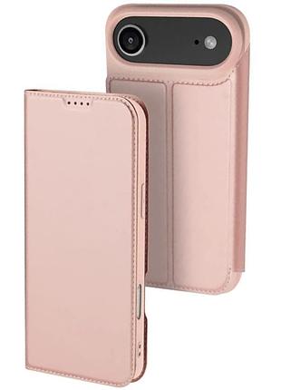 Чехол-книжка dux ducis с карманом для визиток для apple iphone 17 air (6.5") rose gold