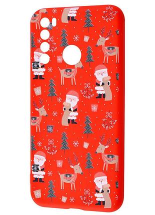 Tpu чехол wave fancy для xiaomi redmi note 8t santa claus and deer / red
