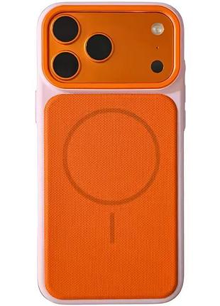 Чехол-накладка techwoven hybrid с magsafe для apple айфон 17 про с картхолдером pink / orange