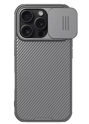 Карбоновая накладка nillkin camshield pro для apple iphone 16 pro (6.3") titanium gray