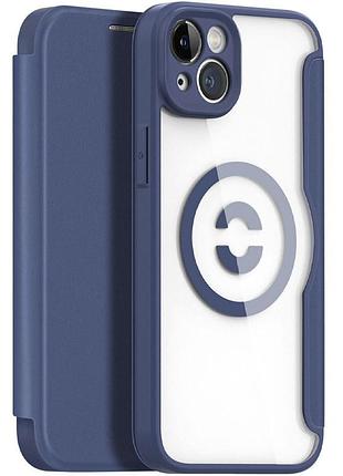 Чехол-книжка dux ducis skin x pro with magsafe для apple iphone 15 (6.1") blue