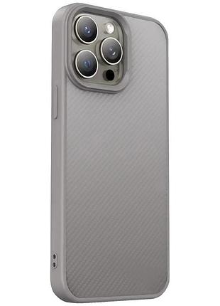 Tpu чехол carbon protective with magsafe для apple iphone 13 pro (6.1") grey