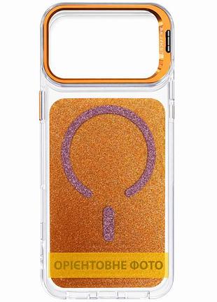 Сияющий чехол tpu, pc jewel sparkle magsafe для apple iphone 15 (айфон 15) противоударный кейс с драгоценным блеском,
