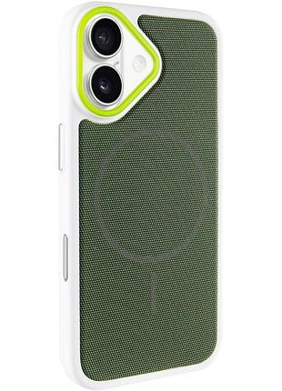 Чехол-накладка techwoven hybrid с magsafe для apple айфон 17 с картхолдером white / green
