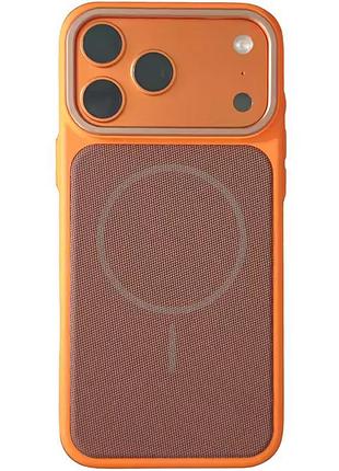 Чехол-накладка techwoven hybrid с magsafe для apple айфон 17 про с картхолдером orange / brown