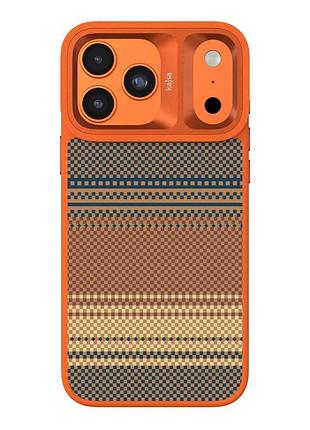 Чехол-накладка kajsa resort коллекция градиентный дизайн (gradient stripe) с magsafe для iphone17 pro max orange plus b-ring
