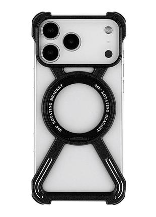 Панель-накладка titanium armorx magsafe для apple iphone 17 pro max встроенный 360° поворотный держатель black