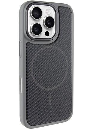 Чехол-накладка techwoven hybrid с magsafe для apple айфон 16 про с картхолдером grey / black