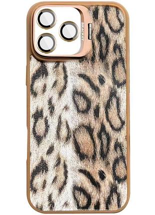Чохол tpu, pc wild leopard (леопардовий дизайн) підтримка magsafe в комплекті лінзи для apple айфон 15 pro brown