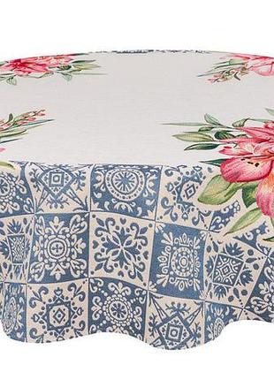 Скатертина гобеленова lirios limaso, ø140, кругла, повсякденний, без люрексу, 75% поліестер, 22% бавовна, 3% акрил, гобелен