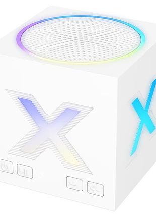 Колонка borofone br101 rubik cube led (5 сторон подсветки), bluetooth 5.4, аккумулятор 1200mah white