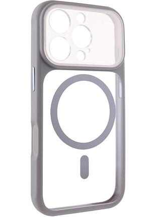 Чехол tpu getman moon clear with magsafe для apple iphone 16 pro (6.3") grey