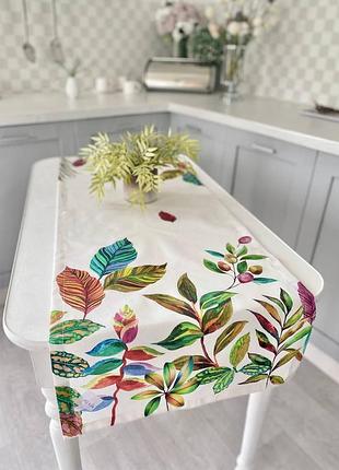 Доріжка з водовідштовхуючим покриттям mantel488, 45x130, прямокутна, квітковий, з водовідштовхуючим покриттям, 75% бавовна, 25%