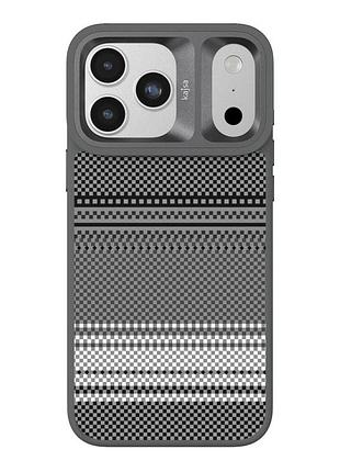 Чехол-накладка kajsa resort коллекция градиентный дизайн (gradient stripe) с magsafe для iphone17 pro grey b-ring