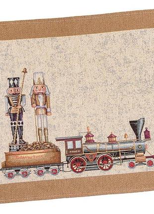 Серветка гобеленова runner1324se золотий лускунчик limaso, 37x49, прямокутна, новорічний, золотий люрекс, 70% поліестер, 23%