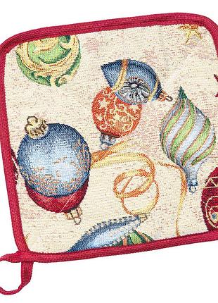 Прихватка кухонна гобеленова fiesta-pk20 (20x20) limaso, 20x20, квадратна, новорічний, золотий люрекс, 60% поліестер, 24% бавовна,