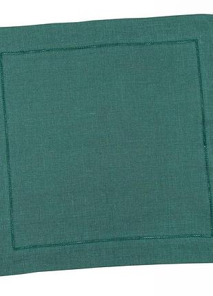 Серветка лляна з мережкою srlm26, 40x40, квадратна, однотонний, вишивка, 100% льон