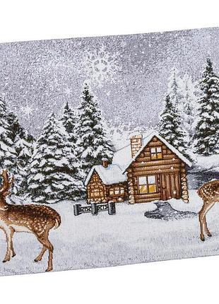 Серветка гобеленова winter limaso, 33x45, прямокутна, новорічний, без люрексу, з мікрофібою, 80% поліестер, 15% бавовна, 5% акрил,