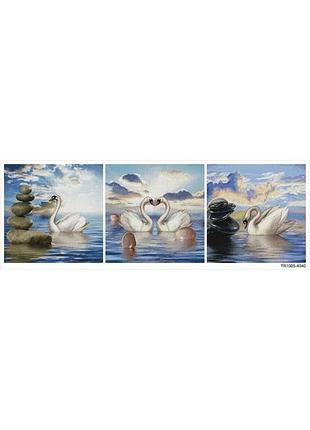 Алмазная мозаика триптих colorart 3х40х40 лебеди tr1005