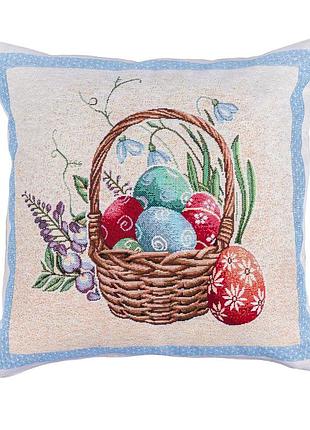 Наволочка гобеленова одностороння easter bee co2-nv limaso, 45x45, квадратна, великодній, без люрексу, 75% поліестер, 22% бавовна,