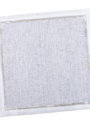 Серветка з вишивкою silver, 40x40, квадратна, повсякденний, вишивка, 100% льон, льон