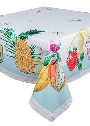 Скатертина з водовідштовхуючим покриттям mantel fruta, 145x145, квадратна, фруктовий, з водовідштовхуючим покриттям, 75% бавовна,