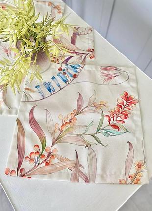 Серветка з водовідштовхуючим покриттям mantel feme, 40x40, квадратна, квітковий, з водовідштовхуючим покриттям, 75% бавовна, 25%