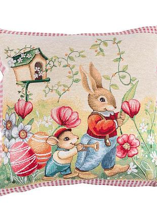 Наволочка гобеленова одностороння magic easter co3-nv limaso, 45x45, квадратна, великодній, без люрексу, 75% поліестер, 22%