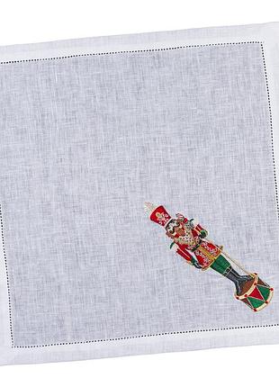 Серветка з вишивкою nutcracker02, 40x40, квадратна, новорічний, вишивка, 100% льон