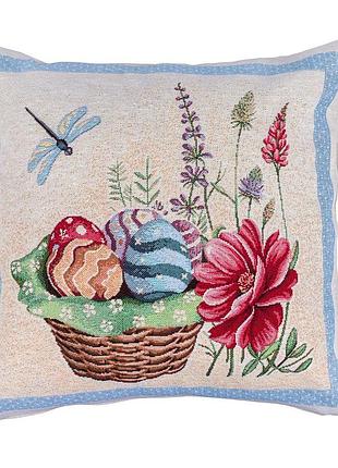 Наволочка гобеленова одностороння easter bee co3-nv limaso, 45x45, квадратна, великодній, без люрексу, 75% поліестер, 22% бавовна,