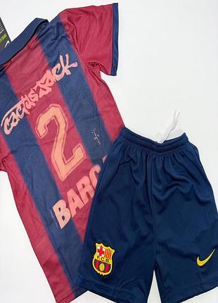 Детская подростковая футбольная форма fc barcelona x travis scott home retro skeleton jersey
