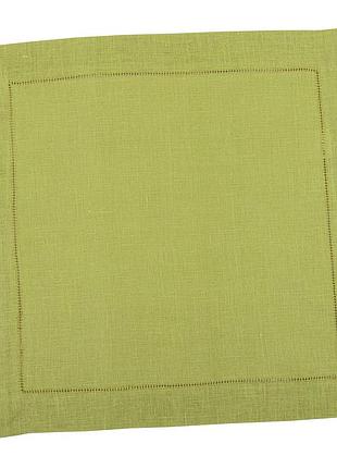 Серветка лляна з мережкою srlm22, 40x40, квадратна, однотонний, вишивка, 100% льон