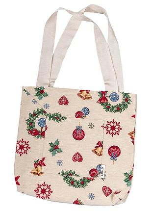 Сумка гобеленова merry-sm36 limaso, 36x36, квадратна, новорічний, без люрексу, 40% бавовна, 36% поліестер, 24% акрил, гобелен