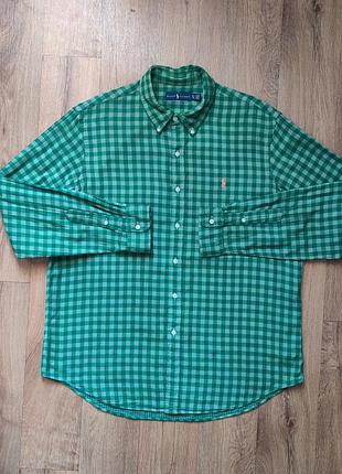 Xl / ralph lauren / shirt / regular / чоловіча сорочка по типу фланелева зеленого кольору