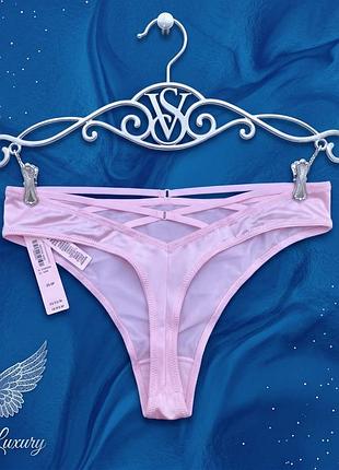 Високі гладкі люксові рожеві трусики victoria's secret, шнурівка, колекція very sexy вікторія сікрет