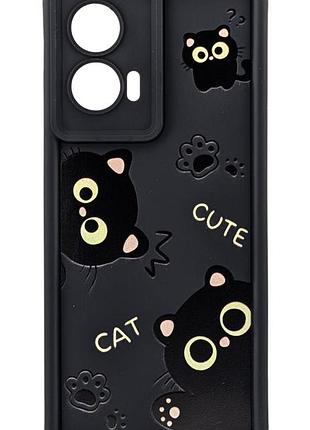 Чохол shock case print для motorola edge 50 fusion бампер силіконовий чорний із малюнком cat