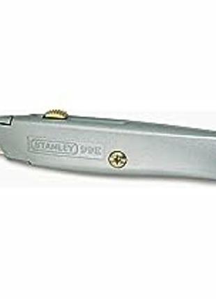 Ніж stanley : l= 155 мм з висувним трапецевидним лезом в металевому корпусі