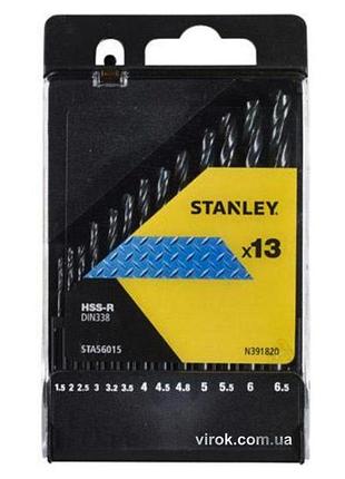 Набір свердл по металу stanley : hss-r ø= 1,5- 6,5 мм., 13 шт.