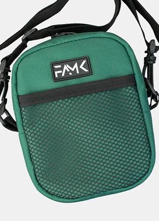 Зеленая сумка через плечо famk. мужская барсетка молодежная. модный мессенджер женский