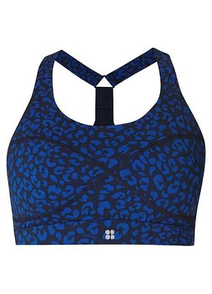Суперудобный спортивный бюстгальтер sweaty betty power medium support в цвете "blue painted animal".
