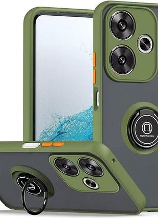 Чехол fiji colorframe для poco m6 4g / lte матовый бампер с кольцом подставкой khaki