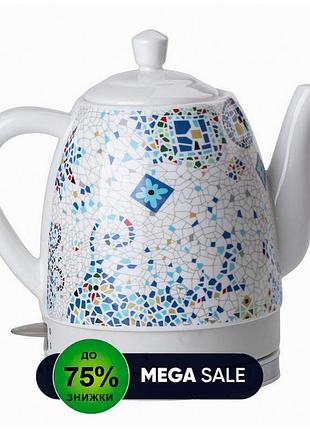 Керамический электрочайник от сети, 1,5л, 1000вт, sk-09008 / дисковый чайник электрический