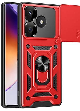 Чехол fiji camera defence для poco f6 бампер с защитой камеры и подставкой red