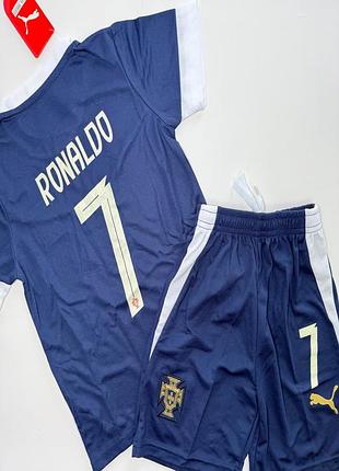Детская подростковая футбольная форма ronaldo portugal national team, домашняя, сезон 24/25