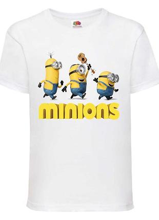 Футболка миньоны (minions 010) белая, 98-104-116-128-140-152-164 размер