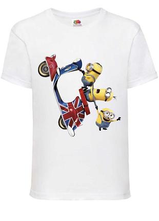 Футболка миньоны (minions 017) белая, 98-104-116-128-140-152-164 размер
