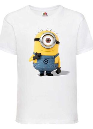 Футболка миньоны (minions 01) белая, 98-104-116-128-140-152-164 размер